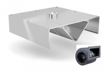 Okap Centralny skrzyniowy 200x120x40 Filtry Turbina WYCIĄG