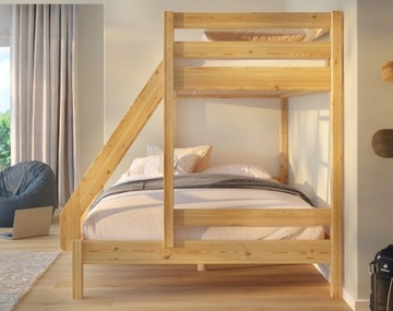 В НАЛИЧИИ 3-местная двухъярусная кровать SAWMARK FURNITURE 140x200 лакированная сосна