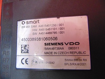 МОДУЛЬ КОНТРОЛЛЕРА SMART ForTwo II 451 SAM BOX A4515401250