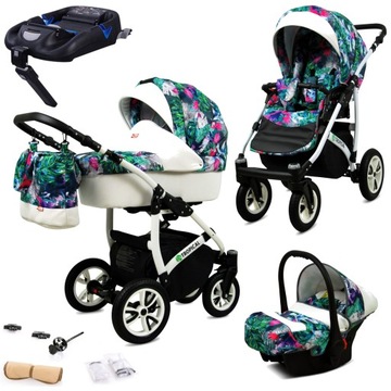 Wózek 4w1 dziecięcy BabyLux Tropical + baza Isofix