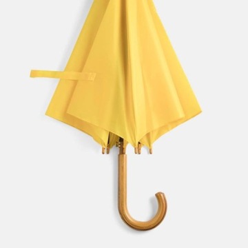 Parasol żółty automat długi drewniana rączka