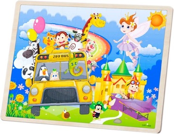 PUZZLE DREWNIANE UKŁADANKA 60 ELEMENTÓW ZOO 885