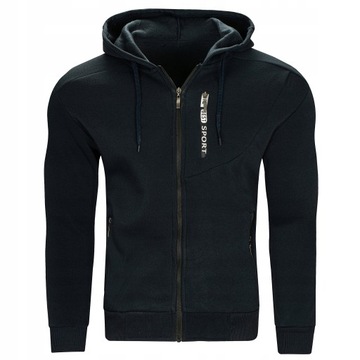 R2560 r. L GŁADKA ROZPINANA BLUZA Z KAPTUREM