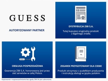 Guess zegarek damski W1142L1 srebrny na bransolecie logo