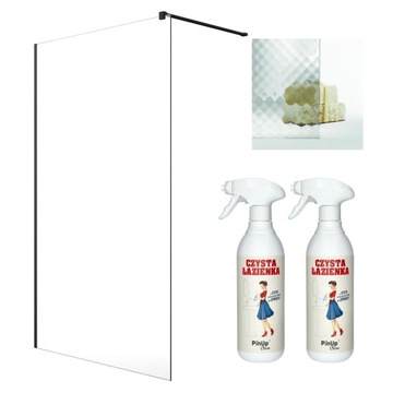 Kabina Walk-In czarna prysznic 80 szkło MasterSof + pianka czyszcząca PinUp