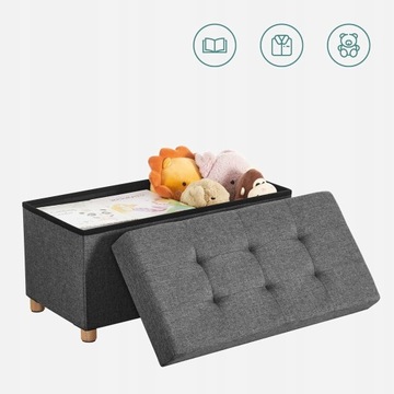 Скамейка С ХРАНЕНИЕМ для сидения 76 x 40 x 38 Подставка для ног из PUFA STOOL серый