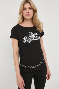 T shirt czarny LOVE MOSCHINO damska koszulka wzór