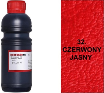 JASNO CZERWONA 32 FARBA RENOSKÓR 200 ml WILBRA LAKIER DO SKÓRY BUTÓW G12-91