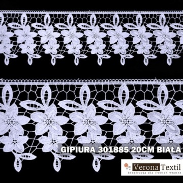 ЛЕНТА ДЛЯ ШТОР ГИПУРА КРУЖЕВНАЯ 18-20 СМ БЕЛАЯ+СЕРАЯ