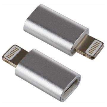 Adapter Przejściówka Złącza Micro USB na Lightning Srebrny Transmisja