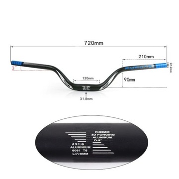 Aluminium Alloy Mountain Bike Handlebar New Extra Long Lightweight Downhill