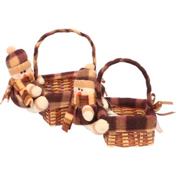 РОЖДЕСТВЕНСКАЯ КОРЗИНКА СО СНЕГОВИКОМ 16 СМ