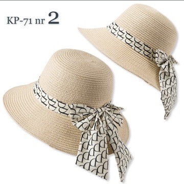 PIĘKNY kapelusz damski plażowy falowany słomkowy DUŻE RONDO KOLORY