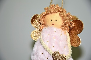 OZDOBA CHOINKOWA ANIOŁEK RÓŻOWY 9X10X3CM