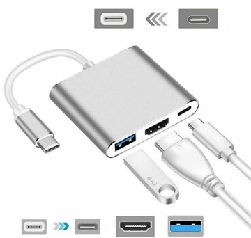 Адаптер HUB 3in1 MHL HUB USB C HDMI 4K адаптер для MacBook Samsung