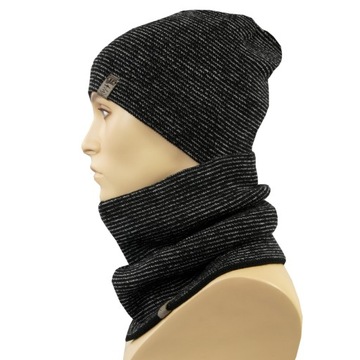 MĘSKI KOMPLET CZAPKA i KOMIN ciepły zimowy WZORY