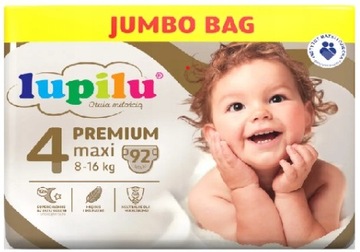 Pieluszki Pieluchy Lupilu 4 premium 92 szt 8-16 kg