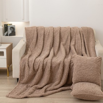 Одеяло-букле Dreamy 150х200 коричневое мягкое букла+ягненок