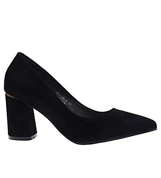 Czarne klasyczne czółenka damskie buty na obcasie do biura 15240 38