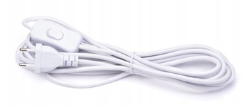 Przewód kabel z wtyczką i włącznikiem 2 m BIAŁY