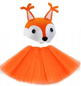 CZAPKA + SPÓDNICZKA STRÓJ WIEWIÓRKA JESIEŃ 3-9 LAT