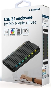 Obudowa dysku SSD M.2 PCIe NVME LED USB 3.1 Aluminiowa