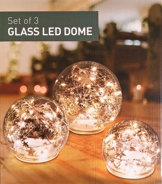 Набор из 3 светодиодных стеклянных шаров со звездами - Декоративные новогодние украшения 15 см