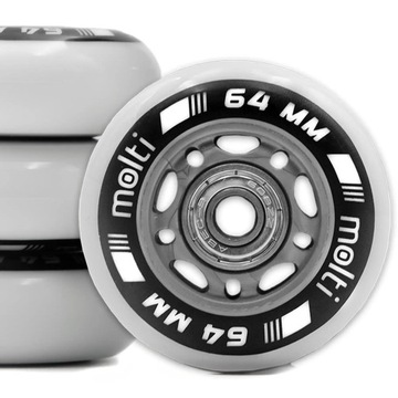 Komplet 4x kółka 64 mm 82A + łożyska ABEC-9 do rolek molti