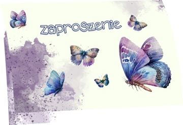 ZAPROSZENIE URODZINOWE MOTYLKI MOTYLE 20x15 cm