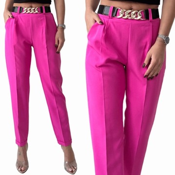 SPODNIE DAMSKIE ELEGANCKIE CYGARETKI KOBIECE MODNE 40/42 L/XL BARBIE RÓŻOWE