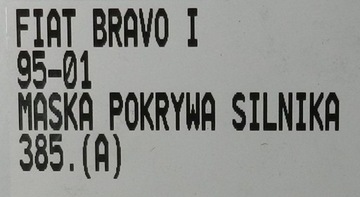 FIAT BRAVO I 95-01 KAPOTA KRYT MOTORU MŘÍŽKA