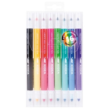 KIDEA FLAMASTRY DWUKOLOROWE 16 KOLORÓW