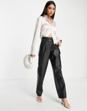 РУБАШКА ЖЕНСКАЯ АТЛАСНАЯ РУБАШКА TOPSHOP, БЕЖЕВАЯ, 36S 1VAE