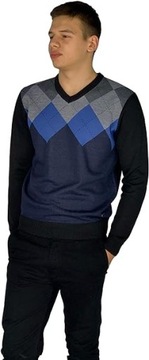 Y2899 Pierre Cardin V-Neck Argyle Knitted Jumper SWETER MĘSKI L
