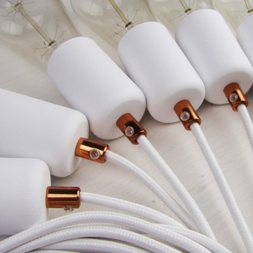 Oprawka E27 osłonka biała mat do lampy z miedzią