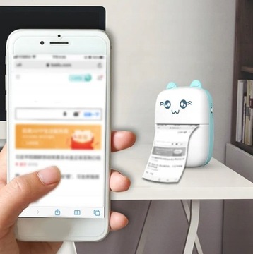 DRUKUŚ МИНИ ПОРТАТИВНЫЙ ТЕРМОПРИНТЕР ДЛЯ ФОТОЭТИКЕТОК СИНИЙ + 11 РОЛИКОВ