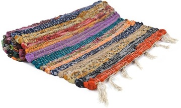 DYWANIK TKANY CHODNIK KOLOROWY PLECIONY FRĘDZLE MIX BOHO 40x60cm