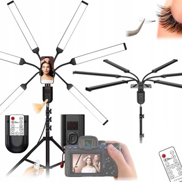 Lampa Kosmetyczna Selfie 6x Panel LED Elastyczne Ramiona do Rzęs Makijażu