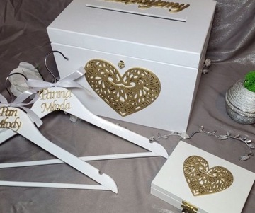 свадебный набор, коробка для конвертов, обручальные кольца, вешалки