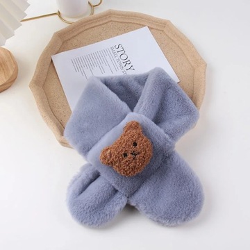 2022 Autumn Winter Soft Plush Children Scarf Cute Cartoon Girl Baby Thick