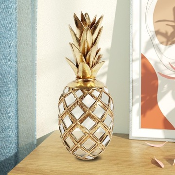 Rzeźba na stół do dekoracji wnętrz Figurka z żywicy Ananas w kolorze złotym