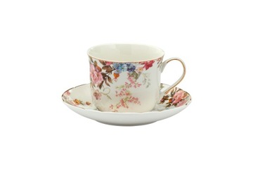 FILIŻANKA ZE SPODKIEM PORCELANA KWIATY