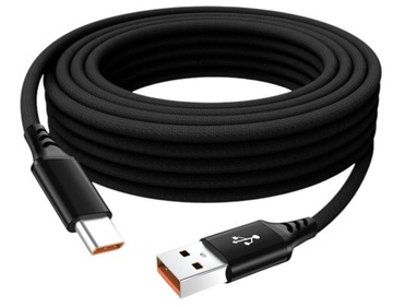 Kabel czarny 8 metrów 6A USB-A do USB-C 8m. 6 Amper