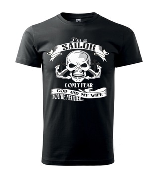 Koszulka żeglarska, T-shirt czarna Sailor fear 3XL