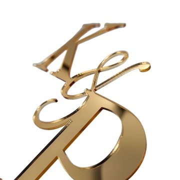 Topper toper na bok tortu dekor z inicjałami INICJAŁY LITERY różne kolory