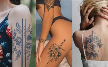 ЖЕНСКАЯ ТАТУ ЦВЕТЫ РОЗЫ ПРОДОЛЖИТЕЛЬНАЯ 2 НЕДЕЛИ ВОДОНЕПРОНИЦАЕМАЯ 056