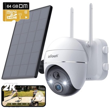 ZEWNĘTRZNA SOLARNA KAMERA OBROTOWA BATERIE WIFI 3MP 64GB Z PANELEM SOLARNYM