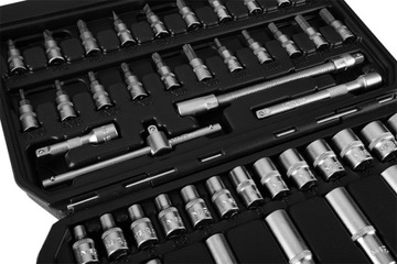 НЕО Набор торцевых ключей 55 шт. Насадки с трещоткой 1/4 дюйма, шестигранные биты Torx