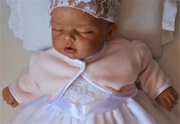 Бело-розовое флисовое болеро на КРЕЩЕНИЕ 56/62