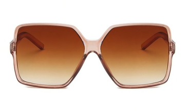 Okulary damskie przeciwsłoneczne kwadraty duże muchy XXL brązowe modne